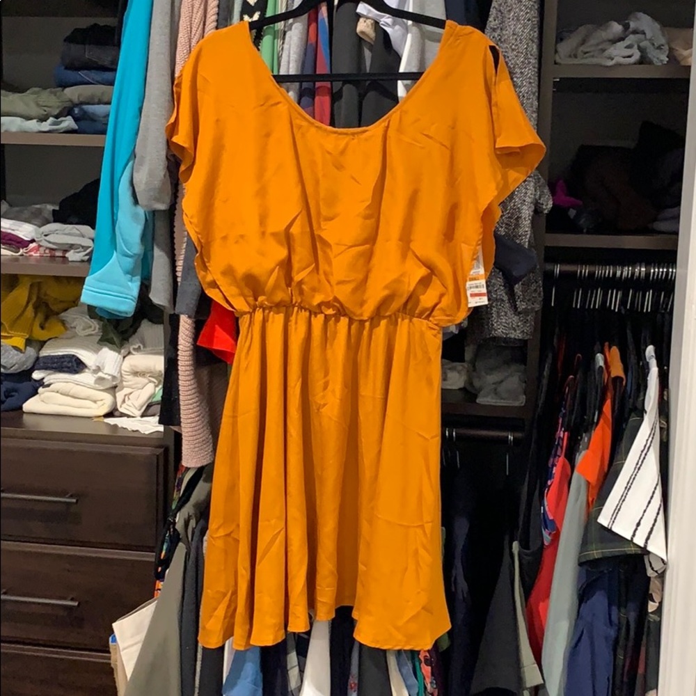 NWT Bar III caramel orange dress sz S